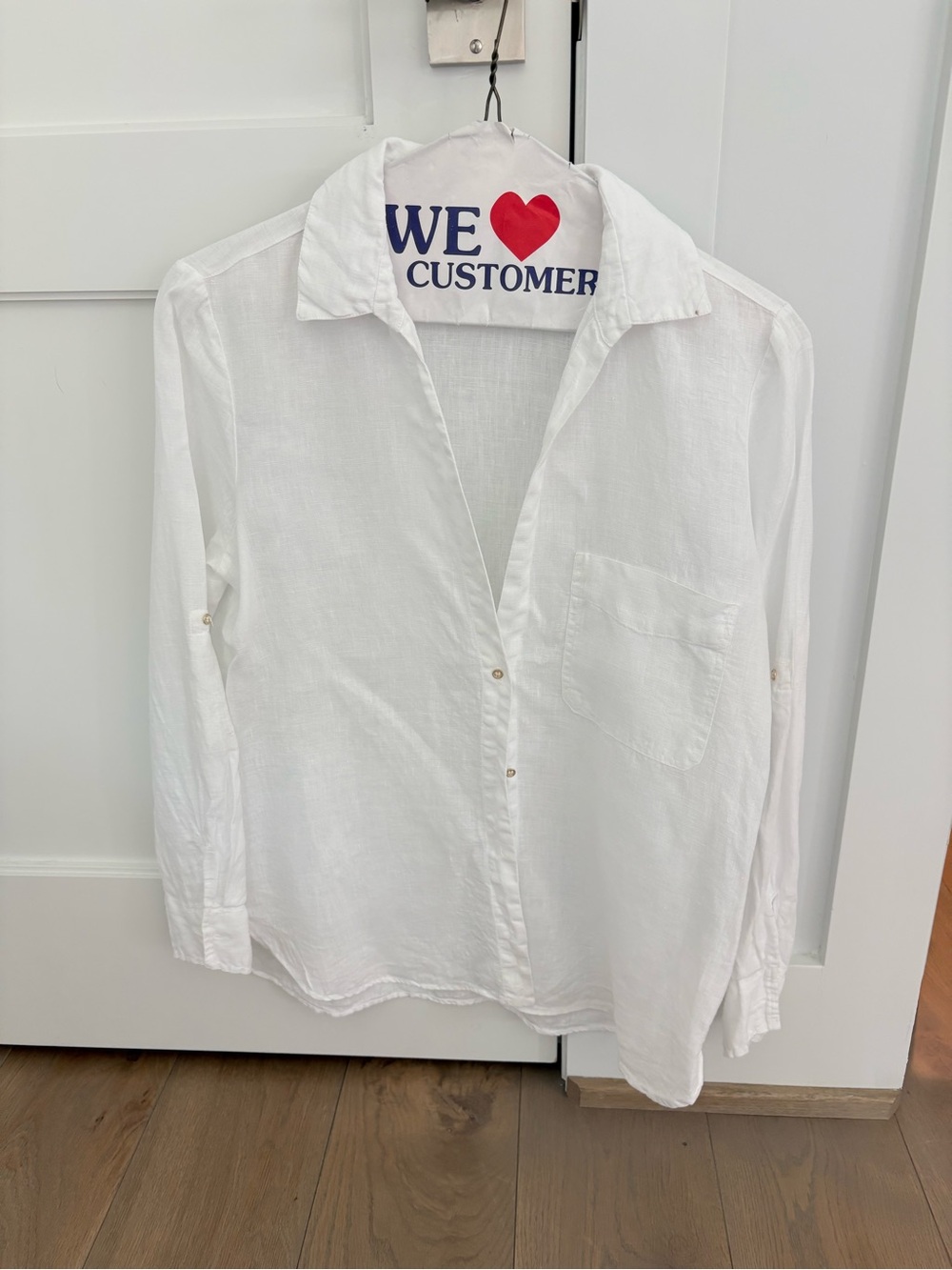 Zara White Casual Button-Down Linen Shirt
